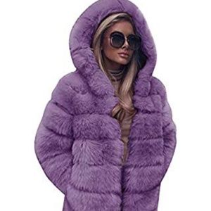 Soft purple faux fur jacket